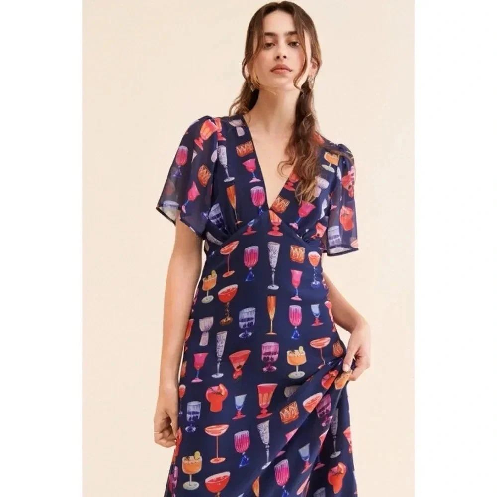 Lisa Says Gah Grace Martini Midi Dress Small